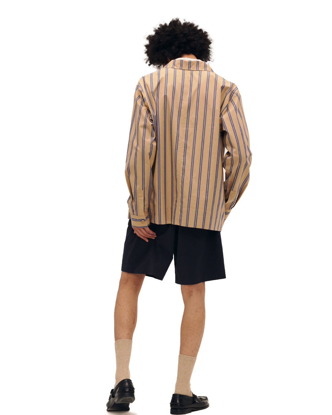 Drawstring Long Sleeve Shirt Stripe